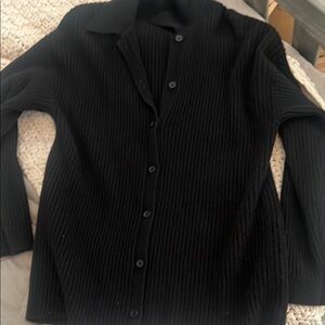 Quince Black Ribbed Cashmere Cardigan!!